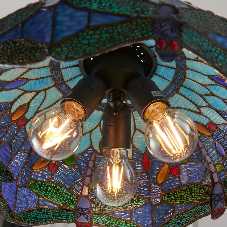 Endon 64080 - Candelabru pe lanț Tiffany DRAGONFLY, 3x E27, max. 60 W, 230 V, Ø 41 cm