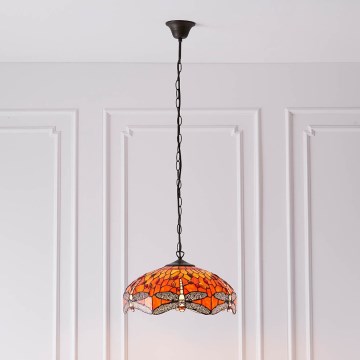 Endon 64081 - Candelabru pe lanț Tiffany DRAGONFLY 3xE27/60W/230V, diam. 41 cm