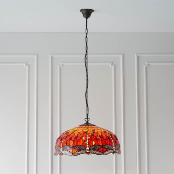 Endon 64082 - Lustru suspendat cu lanț Tiffany DRAGONFLY 3xE27/60W/230V diametru 50 cm