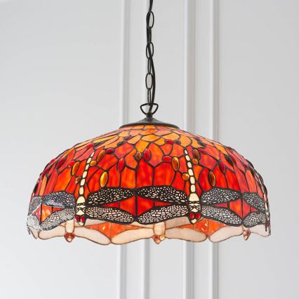 Endon 64082 - Lustru suspendat cu lanț Tiffany DRAGONFLY 3xE27/60W/230V diametru 50 cm