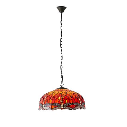 Endon 64082 - Lustru suspendat cu lanț Tiffany DRAGONFLY 3xE27/60W/230V diametru 50 cm