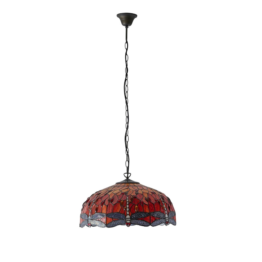 Endon 64082 - Lustru suspendat cu lanț Tiffany DRAGONFLY 3xE27/60W/230V diametru 50 cm