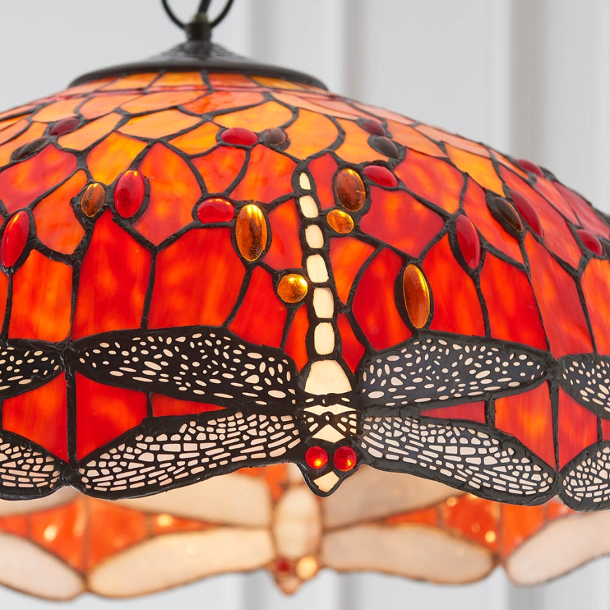 Endon 64082 - Lustru suspendat cu lanț Tiffany DRAGONFLY 3xE27/60W/230V diametru 50 cm