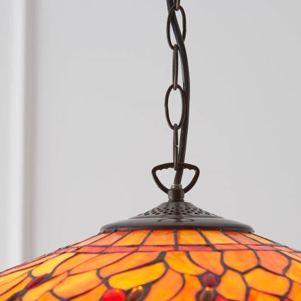 Endon 64082 - Lustru suspendat cu lanț Tiffany DRAGONFLY 3xE27/60W/230V diametru 50 cm