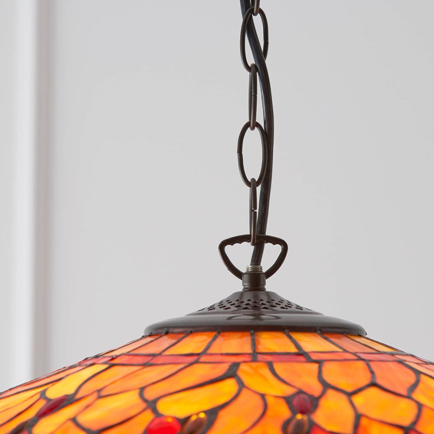 Endon 64082 - Lustru suspendat cu lanț Tiffany DRAGONFLY 3xE27/60W/230V diametru 50 cm