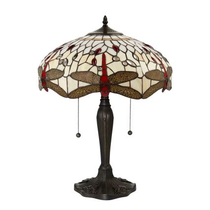 Endon 64085 - Lampă de masă Tiffany DRAGONFLY, 2xE27/60W/230V, diam. 41 cm