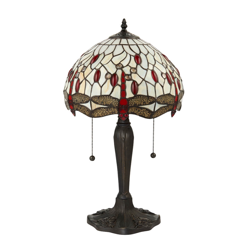 Endon 64086 - Lampă de masă Tiffany DRAGONFLY 2xE27/60W/230V Ø 30 cm