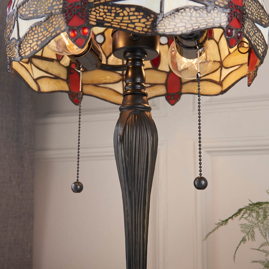 Endon 64086 - Lampă de masă Tiffany DRAGONFLY 2xE27/60W/230V Ø 30 cm