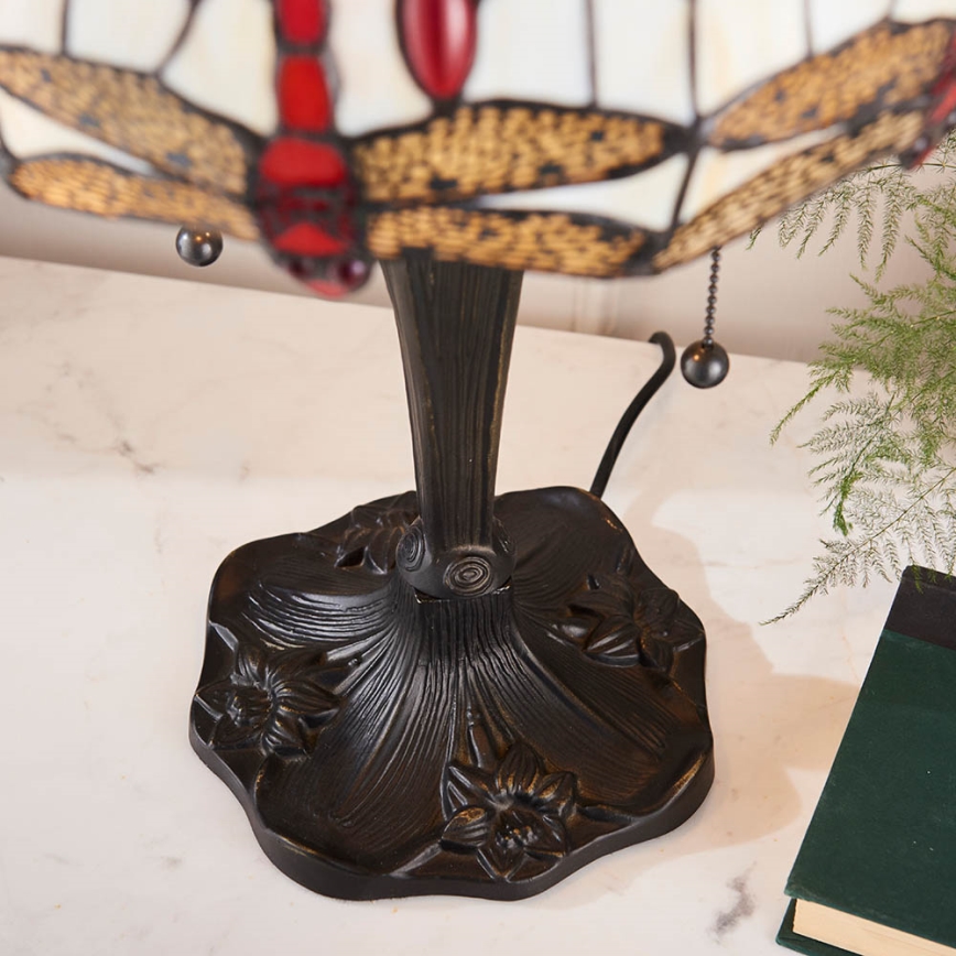 Endon 64086 - Lampă de masă Tiffany DRAGONFLY 2xE27/60W/230V Ø 30 cm