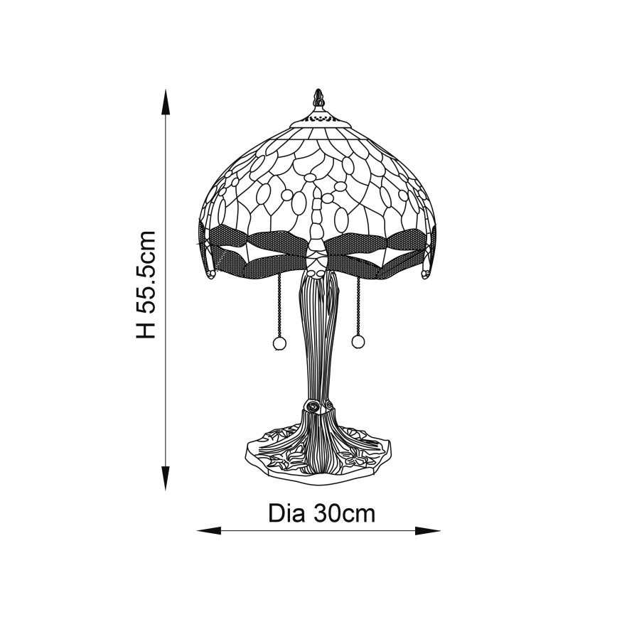 Endon 64086 - Lampă de masă Tiffany DRAGONFLY 2xE27/60W/230V Ø 30 cm