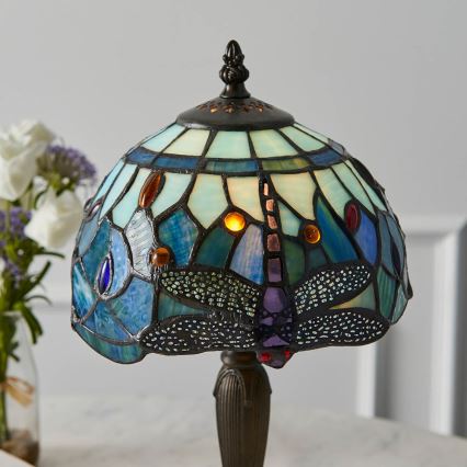 Endon 64088 - Lampă de masă Tiffany DRAGONFLY 1xE14/7W/230V Ø 20 cm