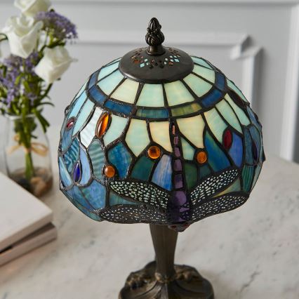 Endon 64088 - Lampă de masă Tiffany DRAGONFLY 1xE14/7W/230V Ø 20 cm