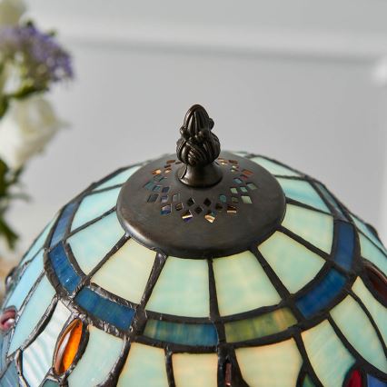 Endon 64088 - Lampă de masă Tiffany DRAGONFLY 1xE14/7W/230V Ø 20 cm