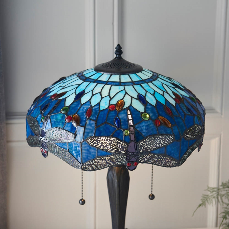 Endon 64089 - Lampă de masă Tiffany DRAGONFLY, 2xE27/60W/230V, Ø 41 cm