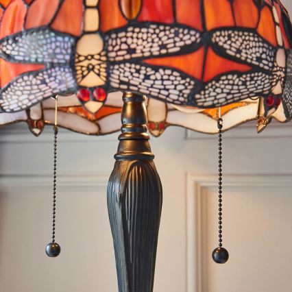 Endon 64092 - Lampă de masă Tiffany DRAGONFLY, 2xE27/60W/230V, Ø 30 cm