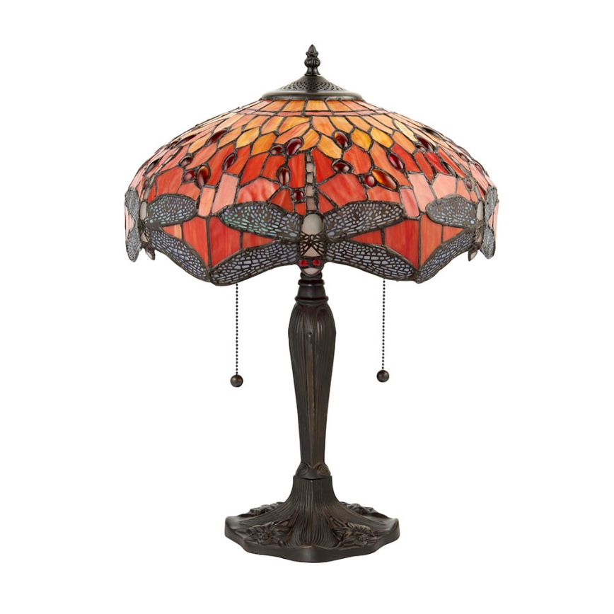 Endon 64093 - Lampă de masă Tiffany DRAGONFLY, Ø 41 cm, 2xE27/60W/230V