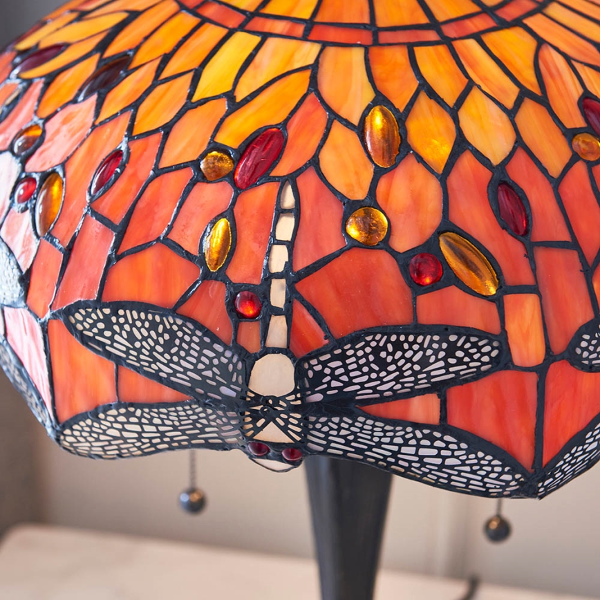 Endon 64093 - Lampă de masă Tiffany DRAGONFLY, Ø 41 cm, 2xE27/60W/230V