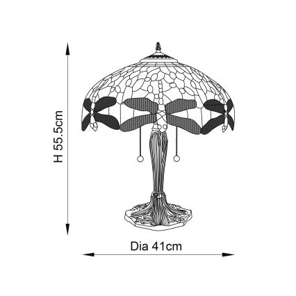 Endon 64093 - Lampă de masă Tiffany DRAGONFLY, Ø 41 cm, 2xE27/60W/230V
