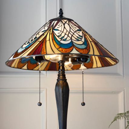 Endon 64163 - Lampă de masă Tiffany HECTOR, 2x E27/60W/230V, Ø 40 cm