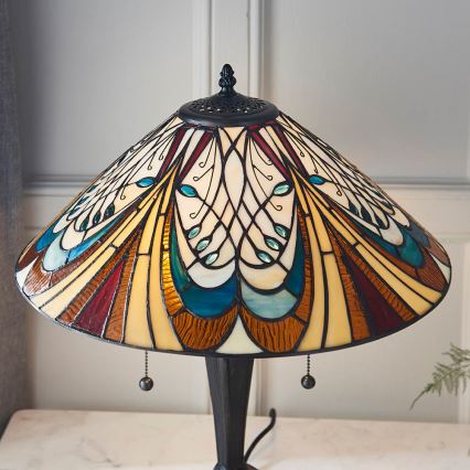 Endon 64163 - Lampă de masă Tiffany HECTOR, 2x E27/60W/230V, Ø 40 cm