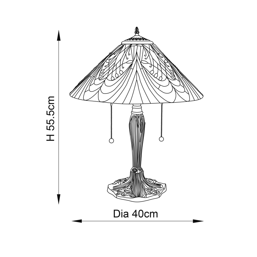 Endon 64163 - Lampă de masă Tiffany HECTOR, 2x E27/60W/230V, Ø 40 cm
