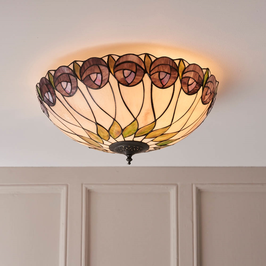 Endon 64173 - Plafonieră Tiffany HUTCHINSON, 2xE27/60W/230V, Ø 50 cm