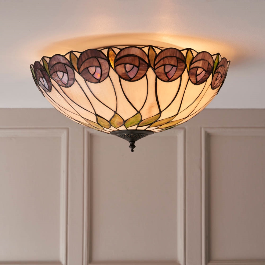 Endon 64173 - Plafonieră Tiffany HUTCHINSON, 2xE27/60W/230V, Ø 50 cm