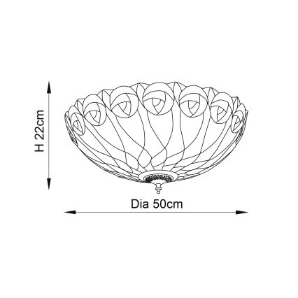 Endon 64173 - Plafonieră Tiffany HUTCHINSON, 2xE27/60W/230V, Ø 50 cm