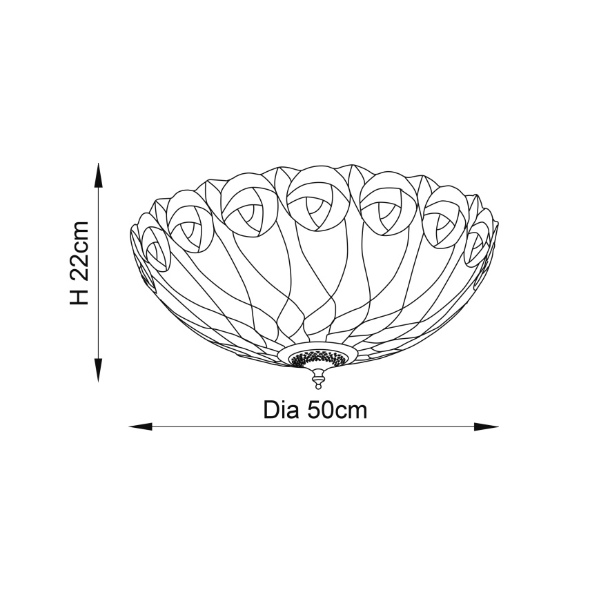 Endon 64173 - Plafonieră Tiffany HUTCHINSON, 2xE27/60W/230V, Ø 50 cm