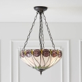 Endon 64175 - Candelabru Tiffany HUTCHINSON suspendat cu lanț, 3x E27, 60W, 230V, Ø 40 cm