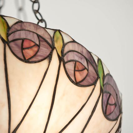 Endon 64175 - Candelabru Tiffany HUTCHINSON suspendat cu lanț, 3x E27, 60W, 230V, Ø 40 cm