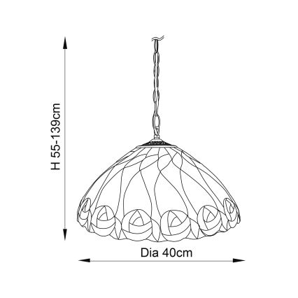 Endon 64176 - Lustră pe lanț Tiffany HUTCHINSON 1xE27/60W/230V Ø 40 cm