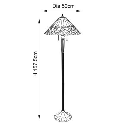 Endon 64192 - Lampadar Tiffany JAMELIA, 2x E27/60W/230V, Ø 50 cm