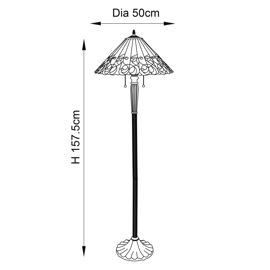 Endon 64192 - Lampadar Tiffany JAMELIA, 2x E27/60W/230V, Ø 50 cm