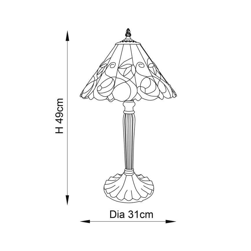 Endon 64195 - Lampă de masă Tiffany JAMELIA 1xE27/60W/230V, Ø 31 cm