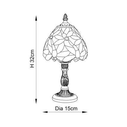 Endon 64246 - Lampă de masă Tiffany LORETTE 1xE14/40W/230V, diametru 15 cm