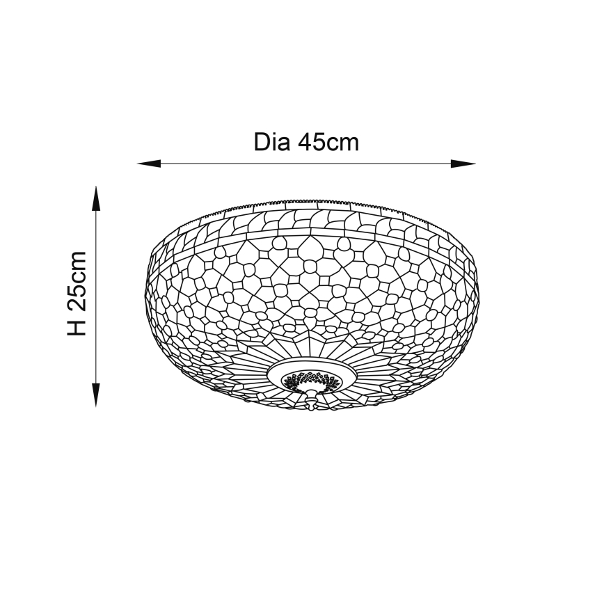Endon 64276 - Plafonieră Tiffany MILLE FEUX, 2 x E27/60W/230V, Ø 45 cm