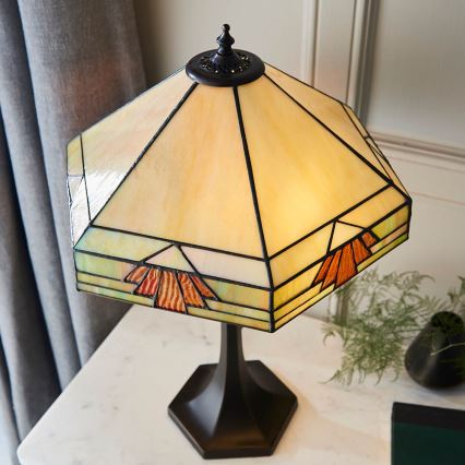 Endon 64286 - Lampă de masă Tiffany NEVADA, 2xE27/60W/230V, Ø 40 cm