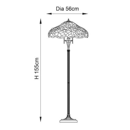 Endon 64323 - Lampă de podea Tiffany SULLIVAN, 2xE27/60W/230V, Ø 56 cm