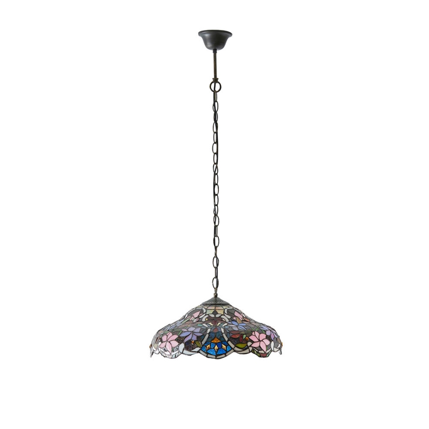 Endon 64325 - Candelabru Tiffany SULLIVAN suspendat pe lanț, 1 x E27, 60 W, 230 V, Ø 40 cm