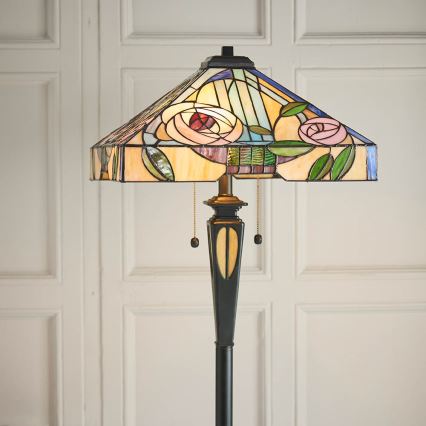 Endon 64383 - Lampă de podea Tiffany WILLIOW 2x E27/60W/230V, Ø 42,5 cm