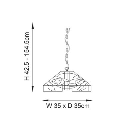Endon 64385 - Candelabru pe lanț Tiffany WILLOW 1xE27/60W/230V Ø 35 cm
