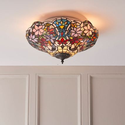 Endon 70709 - Plafonieră Tiffany SULLIVAN 2xE27/60W/230V Ø 40 cm