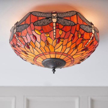 Endon 70721 - Plafonieră Tiffany DRAGONFLY, 2 x E27 (max. 60 W), 230 V, diametru 41 cm