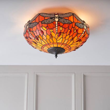 Endon 70721 - Plafonieră Tiffany DRAGONFLY, 2 x E27 (max. 60 W), 230 V, diametru 41 cm