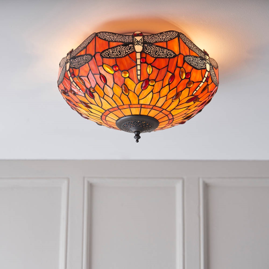 Endon 70721 - Plafonieră Tiffany DRAGONFLY, 2 x E27 (max. 60 W), 230 V, diametru 41 cm