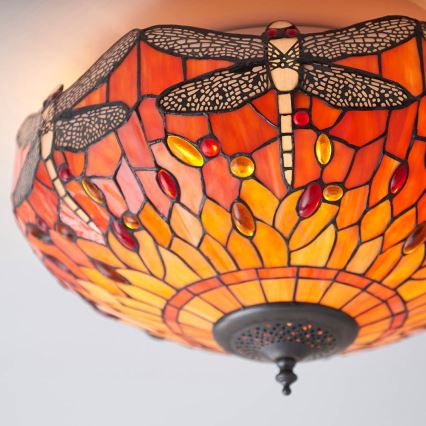 Endon 70721 - Plafonieră Tiffany DRAGONFLY, 2 x E27 (max. 60 W), 230 V, diametru 41 cm