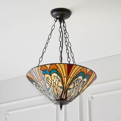 Endon 70750 - Lustră cu lanț Tiffany HECTOR 3xE27/60W/230V Ø 40 cm