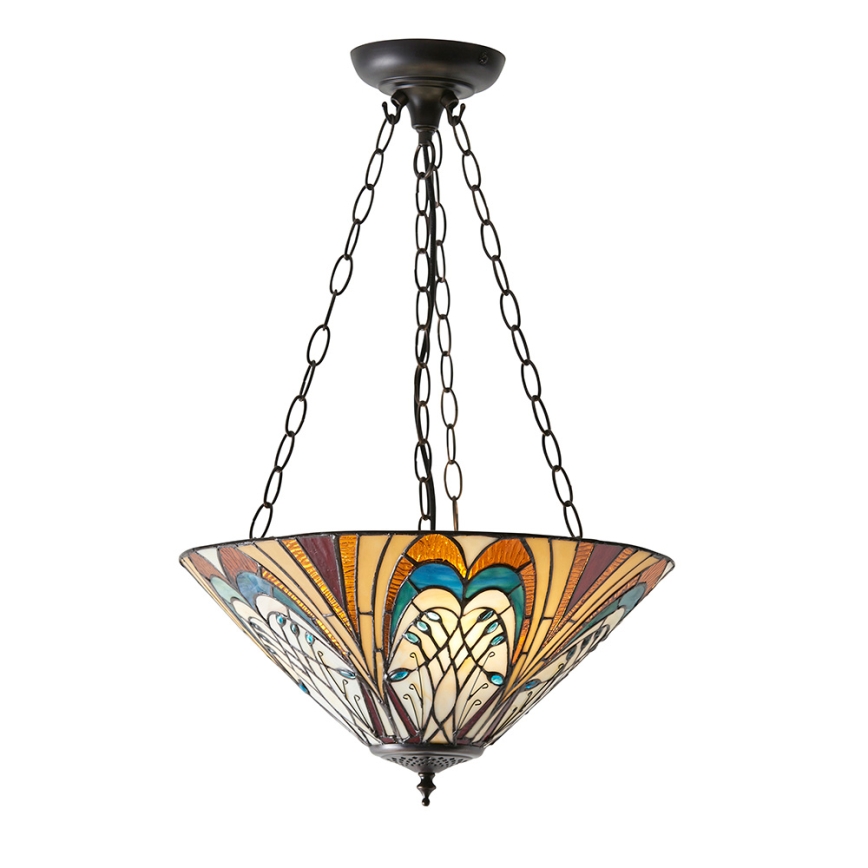 Endon 70750 - Lustră cu lanț Tiffany HECTOR 3xE27/60W/230V Ø 40 cm