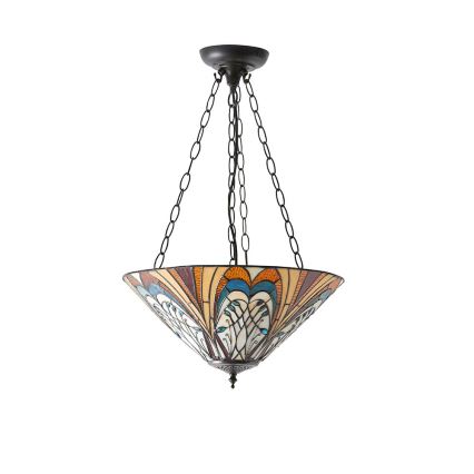 Endon 70750 - Lustră cu lanț Tiffany HECTOR 3xE27/60W/230V Ø 40 cm